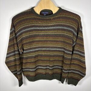GRANT THOMAS Mens Vintage‎ Striped Crewneck Sweater XL Acrylic Rayon Earth Tones